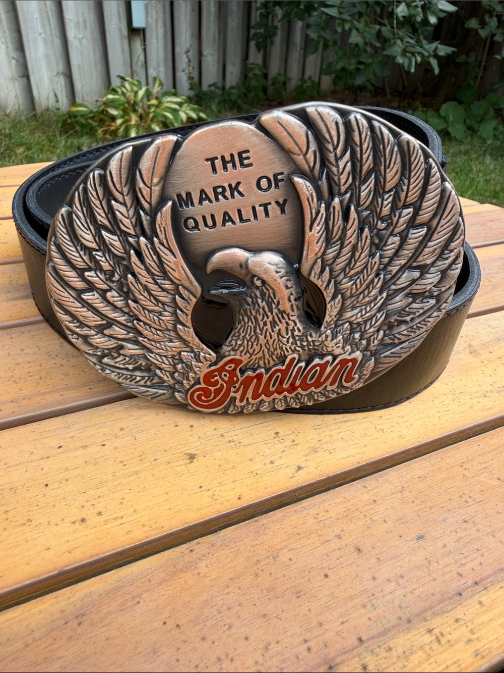 Indian Motorcycle Leather Belt Big Eagle Buckle The Mark Of Quality 110/95 Size